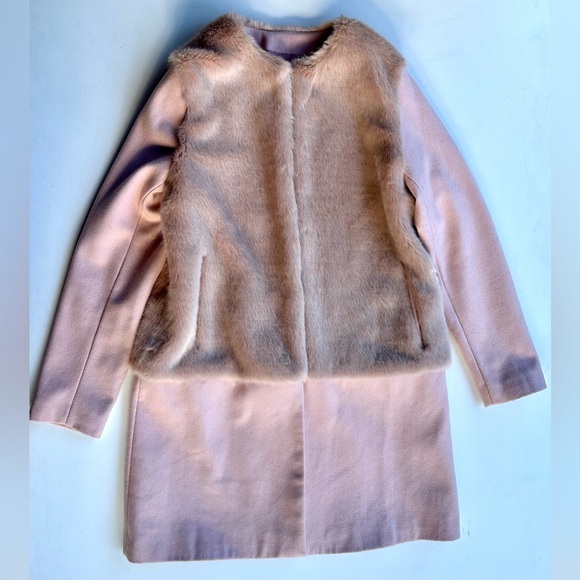Zara Elegant Blush Pink Faux Fur Women's Coat, M - Picture 5 of 13
